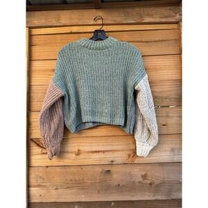 My Michelle Cropped Long Sleeve Multicolored Sweater‎ Women's Size Small Cute!!
